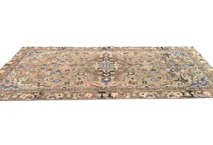 Semi Antique Peach Floral Classic 4X9 Vintage Runner Oriental Rug