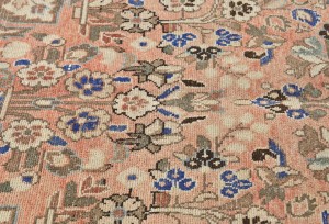 Semi Antique Peach Floral Classic 4X9 Vintage Runner Oriental Rug