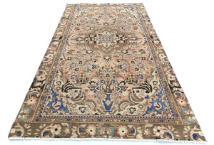 Semi Antique Peach Floral Classic 4X9 Vintage Runner Oriental Rug