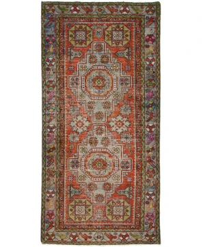 Semi Antique Tribal Pictorial 4'5X9'4 Vintage Runner Oriental Rug