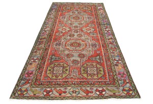 Semi Antique Tribal Pictorial 4'5X9'4 Vintage Runner Oriental Rug