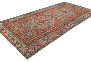 Semi Antique Tribal Pictorial 4'5X9'4 Vintage Runner Oriental Rug