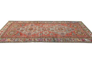 Semi Antique Tribal Pictorial 4'5X9'4 Vintage Runner Oriental Rug