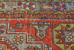 Semi Antique Tribal Pictorial 4'5X9'4 Vintage Runner Oriental Rug