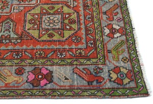 Semi Antique Tribal Pictorial 4'5X9'4 Vintage Runner Oriental Rug