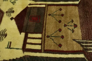Vintage Beige Tribal 9X13 Turkoman Persian Rug