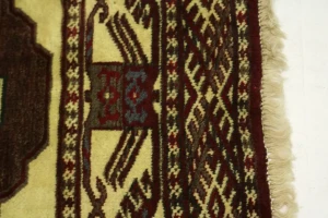 Vintage Beige Tribal 9X13 Turkoman Persian Rug