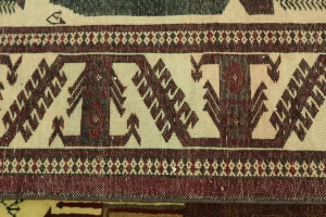 Vintage Beige Tribal 9X13 Turkoman Persian Rug