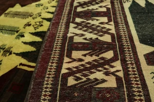 Vintage Beige Tribal 9X13 Turkoman Persian Rug