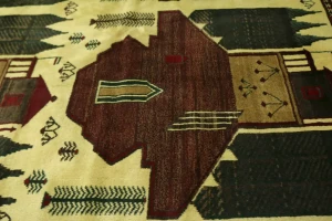 Vintage Beige Tribal 9X13 Turkoman Persian Rug
