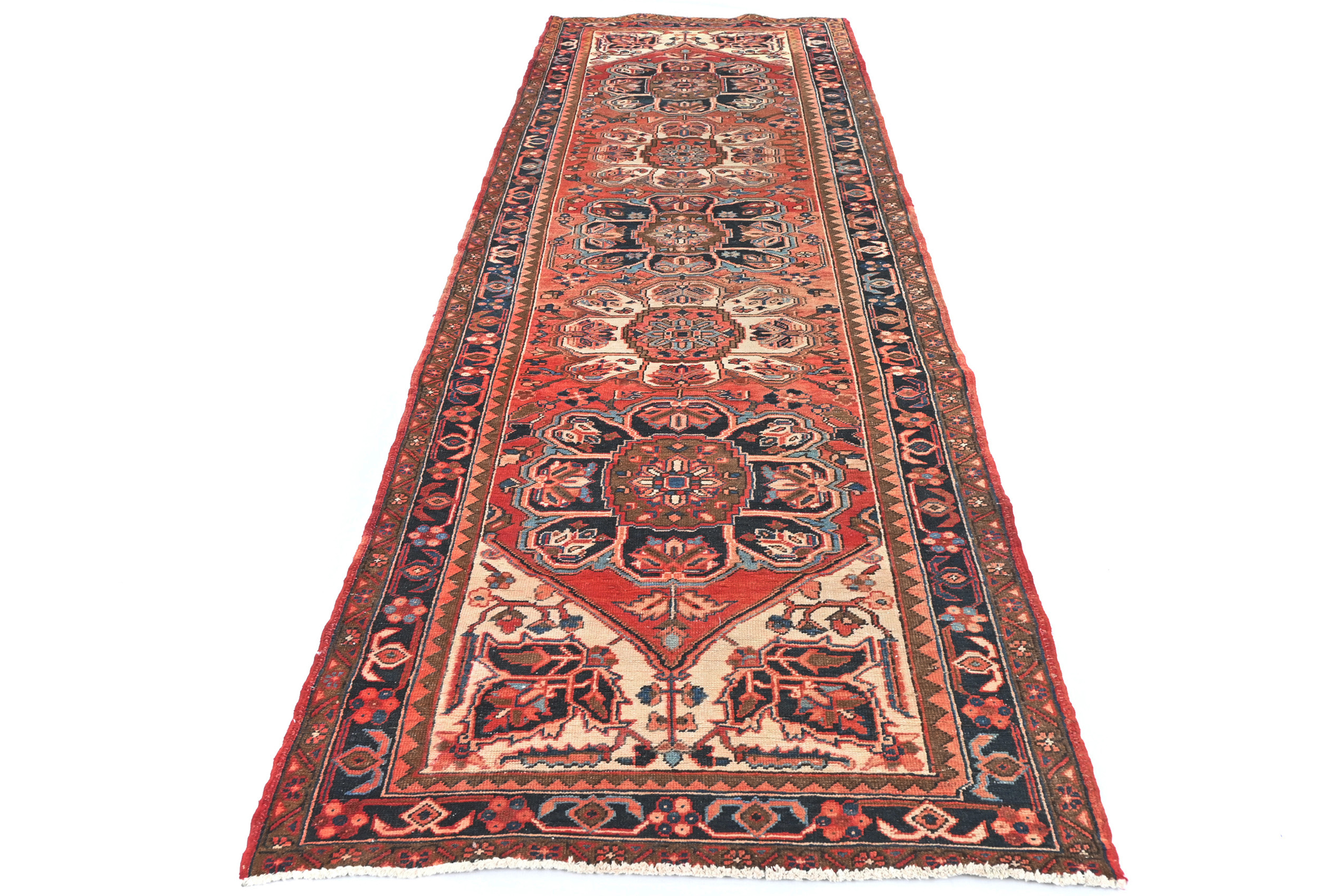 4X11 Traditional Floral Semi Antique Oriental Runner Rug Hallway Carpet 3´6X10´8