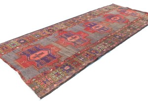 Semi Antique Tribal Geometric 3'6X9 Vintage Oriental Runner Rug