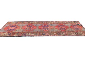 Semi Antique Tribal Geometric 3'6X9 Vintage Oriental Runner Rug