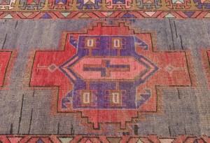 Semi Antique Tribal Geometric 3'6X9 Vintage Oriental Runner Rug