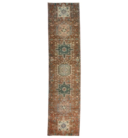 Semi Antique Brown Tribal 2'5X10'2 Vintage Oriental Runner Rug