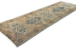 Semi Antique Geometric Tribal 3X9 Vintage Oriental Runner Rug