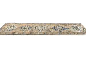 Semi Antique Geometric Tribal 3X9 Vintage Oriental Runner Rug