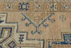 Semi Antique Geometric Tribal 3X9 Vintage Oriental Runner Rug