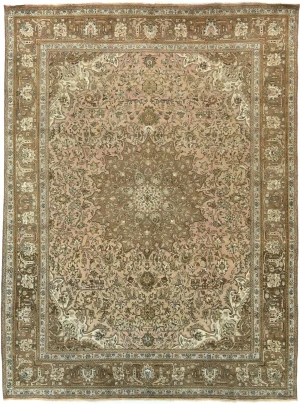 Light Peach Semi Antique Classic Floral 10X13 Vintage Oriental Rug