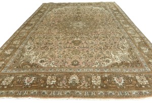 Light Peach Semi Antique Classic Floral 10X13 Vintage Oriental Rug