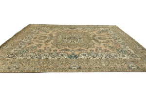 Semi Antique Muted Floral 9'8X12'5 Distressed Vintage Oriental Rug