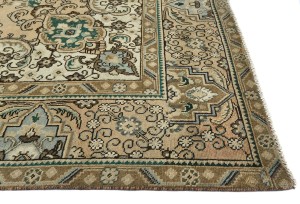 Semi Antique Muted Floral 9'8X12'5 Distressed Vintage Oriental Rug