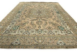 Semi Antique Muted Floral 9'8X12'5 Distressed Vintage Oriental Rug