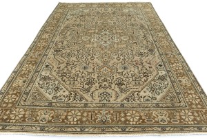 Semi Antique Muted Floral 6'3X9'5 Distressed Vintage Oriental Rug
