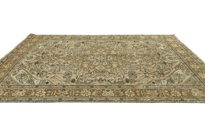 Semi Antique Muted Floral 6'3X9'5 Distressed Vintage Oriental Rug