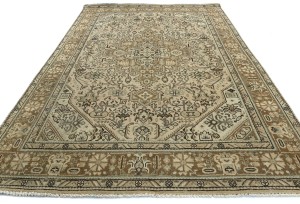 Semi Antique Muted Floral 6'3X9'5 Distressed Vintage Oriental Rug