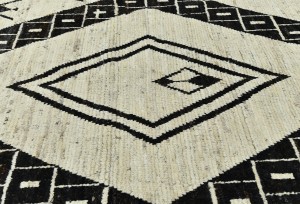 Cream & Black Tribal Modern 8'5X9'8 Moroccan Style Oriental Rug