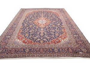 Semi Antique SignedTraditional Purple-navy 10X14 Kashan  Rug