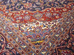 Semi Antique SignedTraditional Purple-navy 10X14 Kashan  Rug