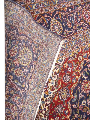 Semi Antique SignedTraditional Purple-navy 10X14 Kashan  Rug