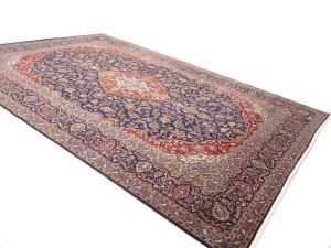 Semi Antique SignedTraditional Purple-navy 10X14 Kashan  Rug