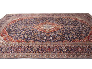 Semi Antique SignedTraditional Purple-navy 10X14 Kashan  Rug