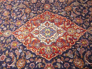 Semi Antique SignedTraditional Purple-navy 10X14 Kashan  Rug