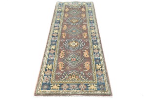 Pastel Brown Tribal Geometric 2X6 Kazak Pakistan Oriental Runner Rug
