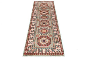 Greige Tribal Geometric 2X6 Kazak Pakistan Oriental Runner Rug