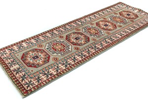 Greige Tribal Geometric 2X6 Kazak Pakistan Oriental Runner Rug