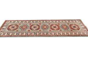Greige Tribal Geometric 2X6 Kazak Pakistan Oriental Runner Rug
