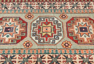 Greige Tribal Geometric 2X6 Kazak Pakistan Oriental Runner Rug