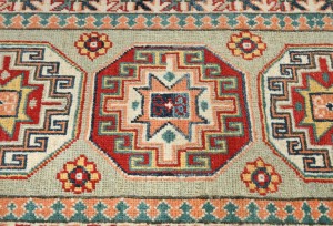 Greige Tribal Geometric 2X6 Kazak Pakistan Oriental Runner Rug