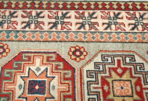 Greige Tribal Geometric 2X6 Kazak Pakistan Oriental Runner Rug