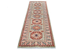 Greige Tribal Geometric 2X6 Kazak Pakistan Oriental Runner Rug