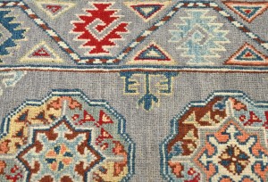 Gray Tribal Geometric 2X6 Kazak Pakistan Oriental Runner Rug