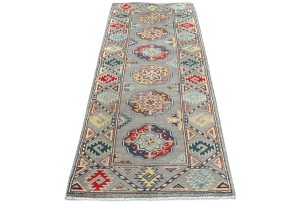 Gray Tribal Geometric 2X6 Kazak Pakistan Oriental Runner Rug