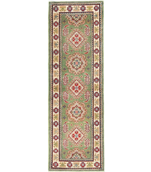 Light Olive Tribal Geometric 2X6 Kazak Pakistan Oriental Runner Rug