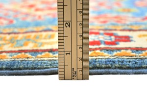 Blue Tribal Geometric 2X6'6 Kazak Pakistan Oriental Runner Rug