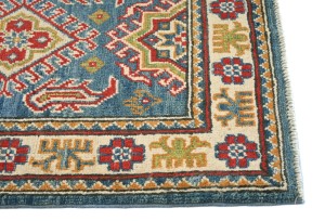Blue Tribal Geometric 2X6'6 Kazak Pakistan Oriental Runner Rug